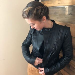 BCBG MAXAZRIA black leather jacket